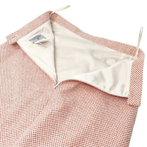 CHANEL Vintage 97P CC Mark Logo Tweed Jacket Skirt Set #38 Orange White [103758] - Picture 13 of 16